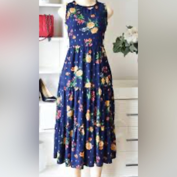 Zumie Blue Floral Dress - Picture 1 of 4